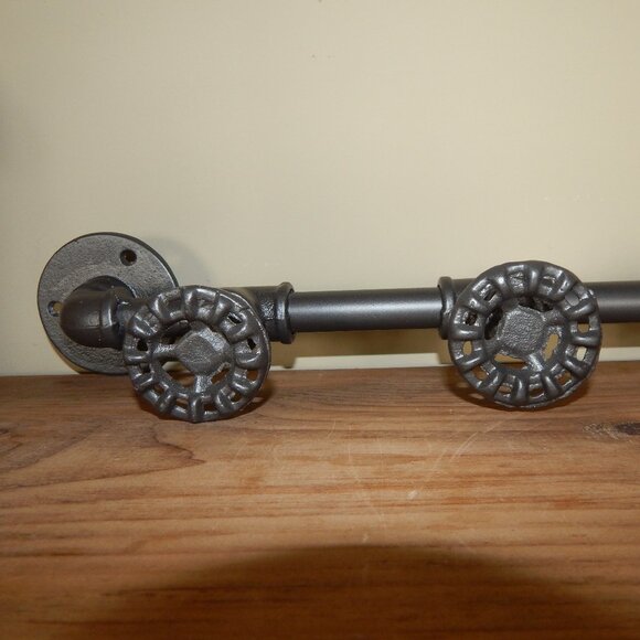 Steampunk Industrial Faucet Spigot Coat Towel Hook Rack Bar + Mounting Hardware - Picture 2 of 3